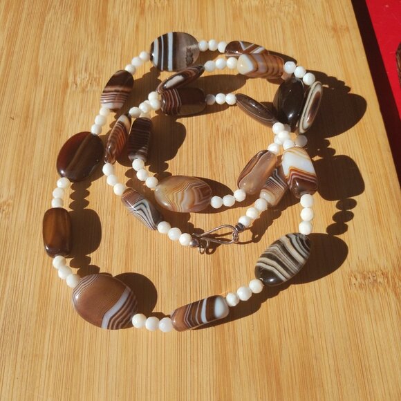 Jay King DTR mine finds stripped Agate and MOP 36 inch necklace 925 - Picture 13 of 13